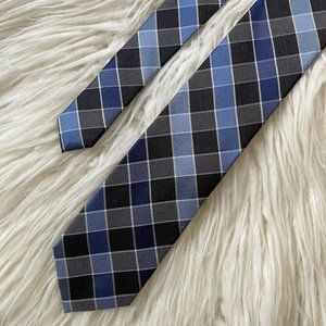 Pronto Uomo Black & Blue Plaid Tie 100% Silk